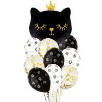 Букет Кошка в короне Черная 10 шт