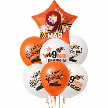 Букет 9 Мая! Звезда георгиевская лента 7 шт