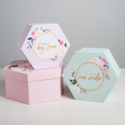 Коробка Нежность №3 21*21*10 см рис микс 1 шт