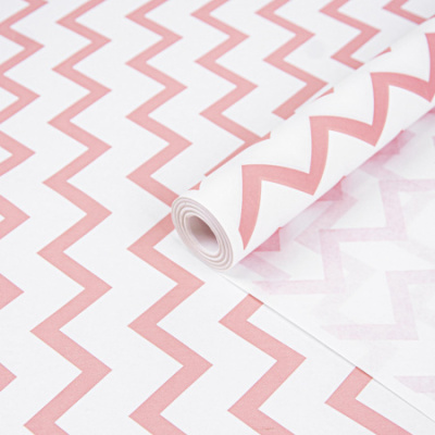 Бумага Крафт белый зигзаг нежно-розовый 70см*400 гр 1 шт  