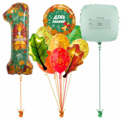 Сет из воздушных шаров 1 Сентября! Цифра День знаний! Листья 11 шт Сет из воздушных шаров 1 Сентября! Цифра День знаний! Листья 11 шт