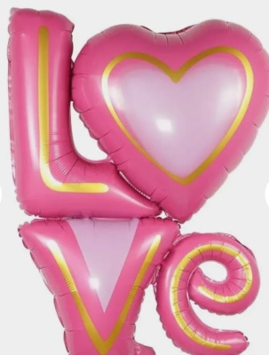 К Шар фольга Фигура LOVE розовая 41*/104 см