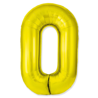 Шар Цифра 0 золото Слим 100 см (FM)