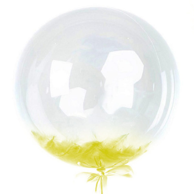 Шар Баблс 50 см с перьями желтые 1 шт