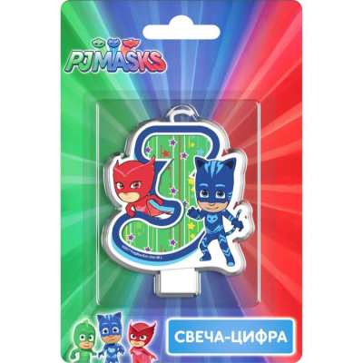 Свеча-цифра "3" Герои в масках 1 шт Свеча-цифра "3" Герои в масках 1 шт