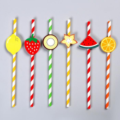 Трубочки для коктейля Фрукты 6 шт  