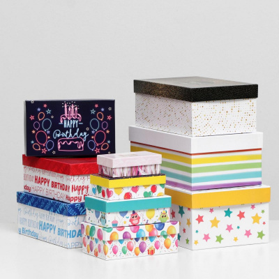 Коробка прямоуг С ДР №10 30,5*20*13 см рис микс 1 шт