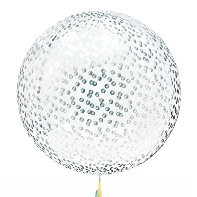 Шар Баблс 50 см с конфетти круги глянец серебро 