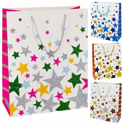 Пакет ламинат Разноцветные звезды микс 26*32*12см 1 шт