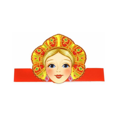 Маска - ободок картон Царевна 1 шт Маска - ободок картон Царевна 1 шт