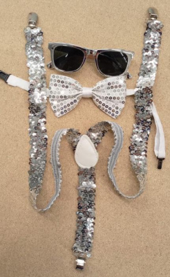 Набор Диско серебро (подтяжки,бабочка,очки) 1 шт