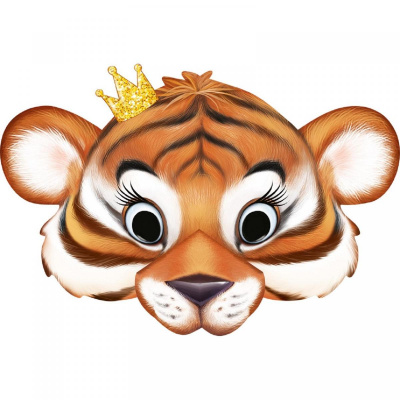 Маска картон Тигр девочка 1 шт Маска картон Тигр девочка 1 шт