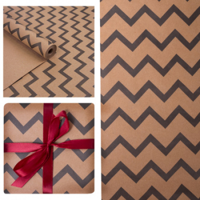 Бумага Крафт белый зигзаг черный 70см*400 гр 1 шт  