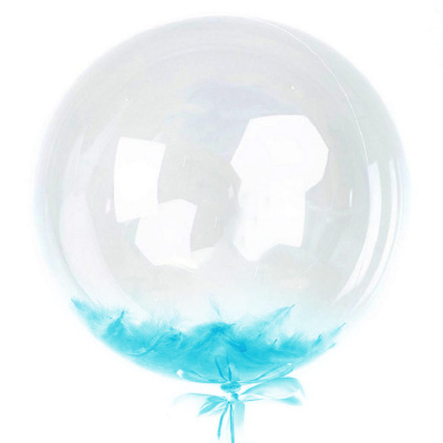 Шар Баблс 50 см с перьями тиффани 1 шт