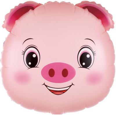 К Шар фольга Фигура Голова Поросенка 19*