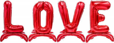 Шар фольга Фигура Надпись Love красная на подставке 81 см (FL) под воздух