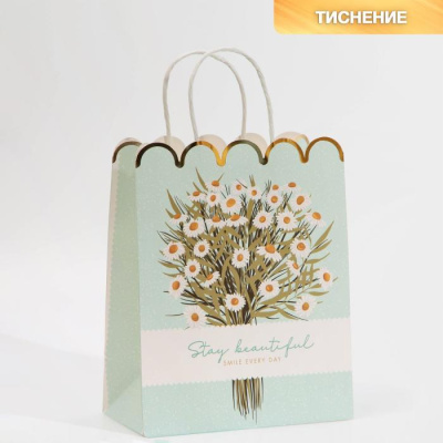 Пакет крафт Ромашки 18*23*10 см 1 шт