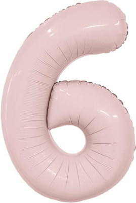 Шар Цифра 6 Роза пыльная Слим 102 см (Ag)