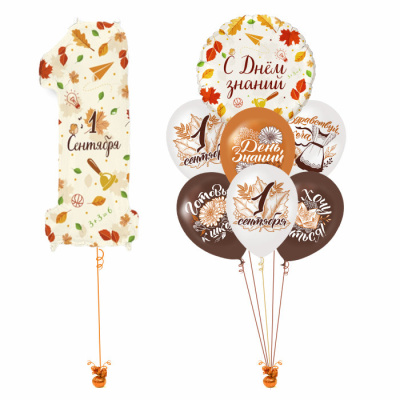 Сет из воздушных шаров 1 Сентября! Цифра С Днем знаний! 8 шт