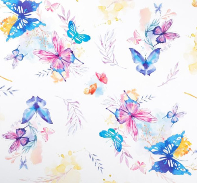 Бумага глянцевая Акварельные бабочки 100*70 см 1 шт