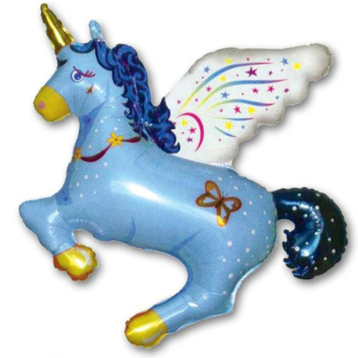 Шар фольга Фигура Единорог волшебный синий (FM)G36