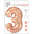 Шар Цифра 3 розовое золото 102 см (FM)