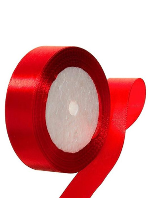 Лента атласная 25мм*23м красная 1 шт Лента атласная 25мм*23м красная 1 шт