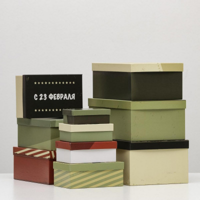 Коробка прямоуг 23 февраля №3 15*9,5*6 см рис микс 1 шт