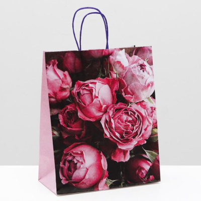 Пакет крафт Розы 22*22*11 см 1 шт