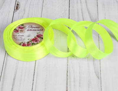 Лента атласная 20мм*23м желтый неон 1 шт Лента атласная 20мм*23м желтый неон 1 шт