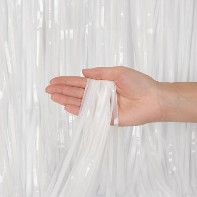 Занавес Дождик белый металл 1*2 м Волна Веселья Занавес Дождик белый металл 1*2 м Волна Веселья