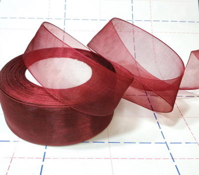 Лента Органза 2,5см*50м вишневый 1 шт