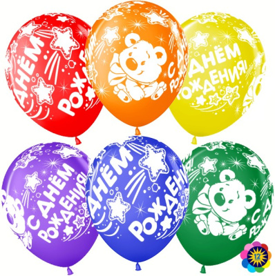 В 12" Пастель ассорти С ДР плюшевый мишка 25 шт В 12" Пастель ассорти С ДР плюшевый мишка 25 шт