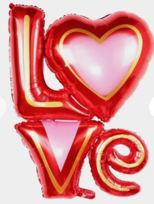 К Шар фольга Фигура LOVE красная 41*/104 см
