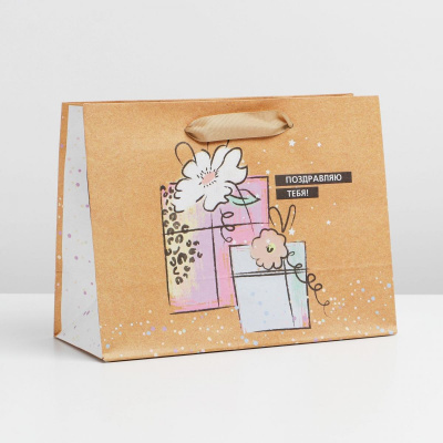 Пакет крафт Подарочек 23*18*8 см 1 шт
