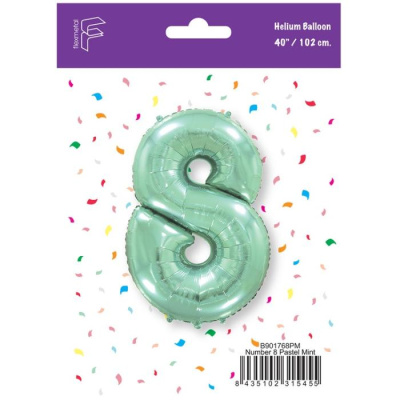 Шар Цифра 8 мята пастель 102 см (FM)