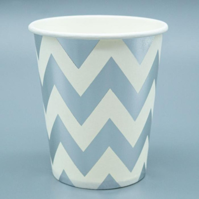 Стакан бум. Зигзаг серебро 250 мл 6 шт