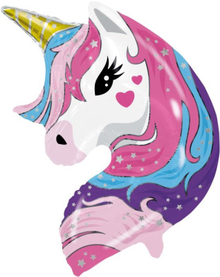 Шар фольга Фигура Голова Единорог волшебный (Ag)G36