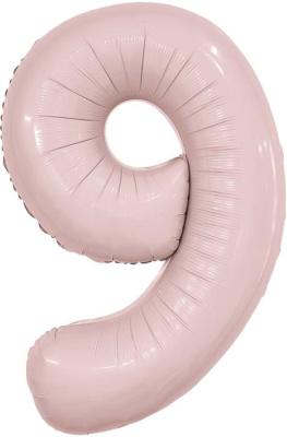 Шар Цифра 9 Роза пыльная Слим 102 см (Ag)