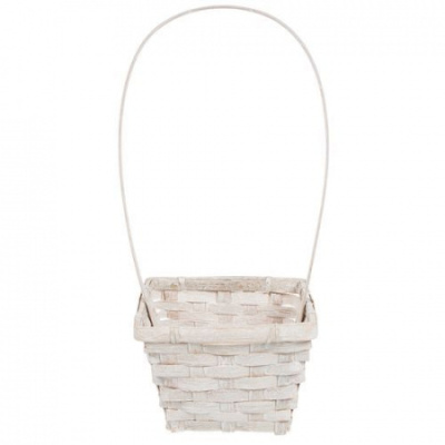 Корзина плетеная Бамбук белая 14*14*9,5/32см 1 шт