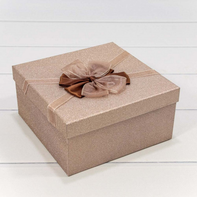 Коробка квадрат Блеск бронза №2 17*17*8 см 1 шт