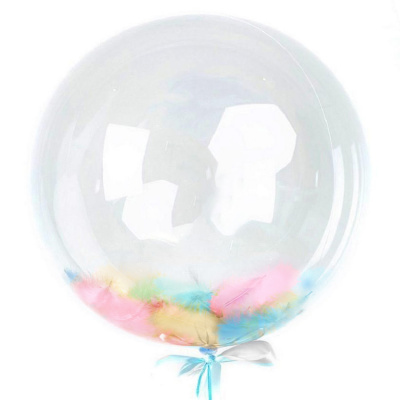 Шар Баблс 50 см с перьями макарунс 1 шт