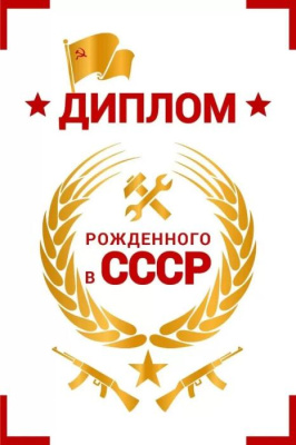 Диплом Рожденного в СССР ( серия 15.11.02506) 16*11 см