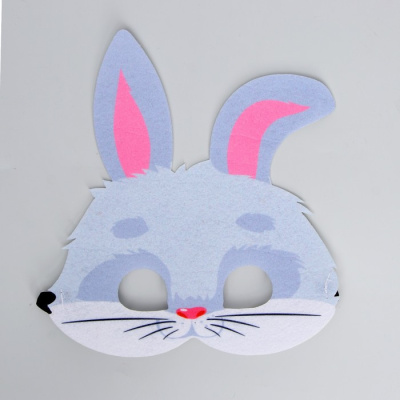 Маска фетр Зайка серый 1 шт Маска фетр Зайка серый 1 шт