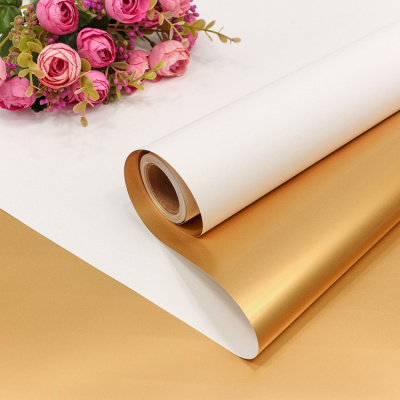 Пленка упаковочная Белый/Золото металлик 0,58*10 м 1 шт