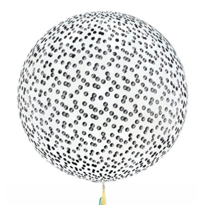 Шар Баблс 50 см с конфетти круги глянец черные 