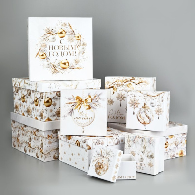 Коробка квадрат Белая роскошь №3 рис микс 1 шт Коробка квадрат Белая роскошь №3 рис микс 1 шт