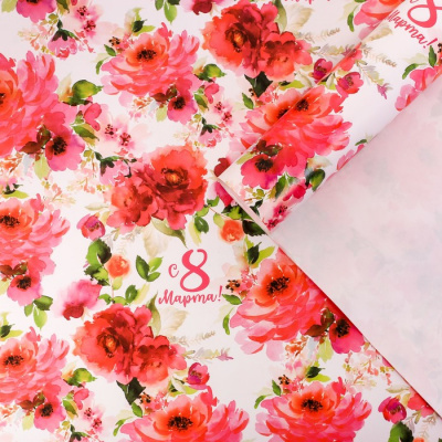 Бумага глянцевая Акварельные цветы 100*70 см 1 шт