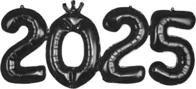 Шар Цифра мини 2025 черные 43 см