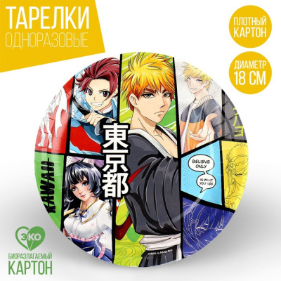 Тарелка бум. Аниме 18 см 10 шт Тарелка бум. Аниме 18 см 10 шт